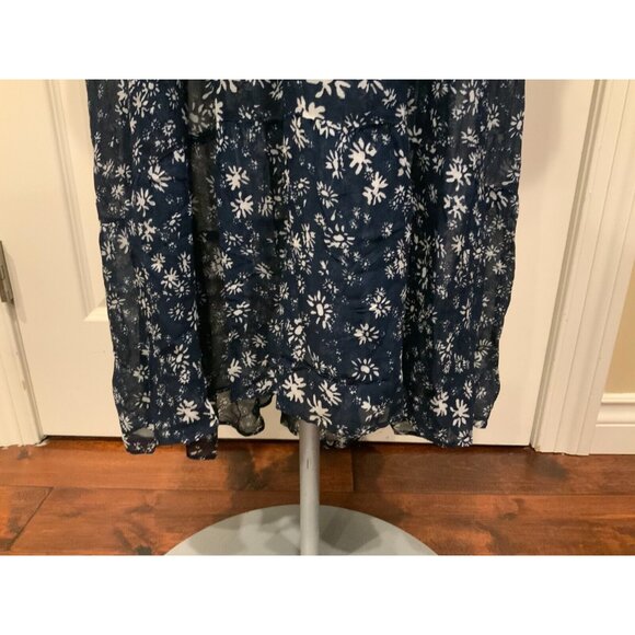 Free People Navy Blue Dress W/ White Floral Pattern & Rear Key Hole, Size Small - Picture 8 of 10